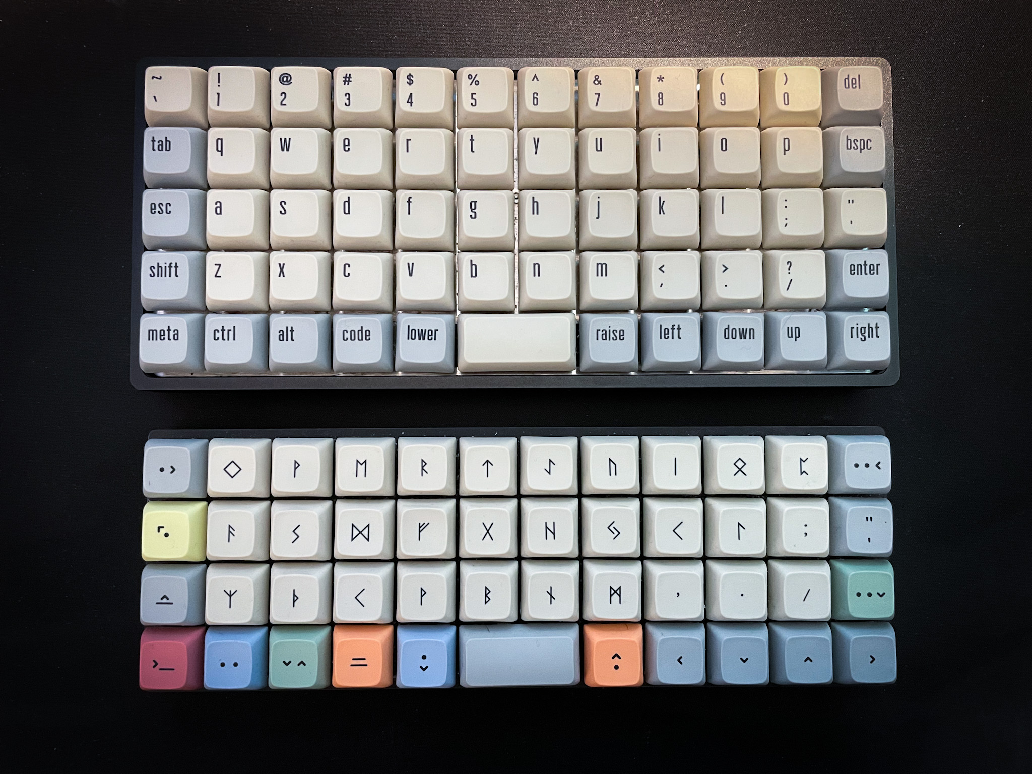 planck and preonic keyboard with mito xda keycaps